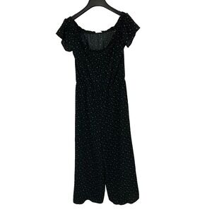 Ripe Maternity Black & White Star Print Off-Shoulder Wide Leg Jumpsuit - Size M